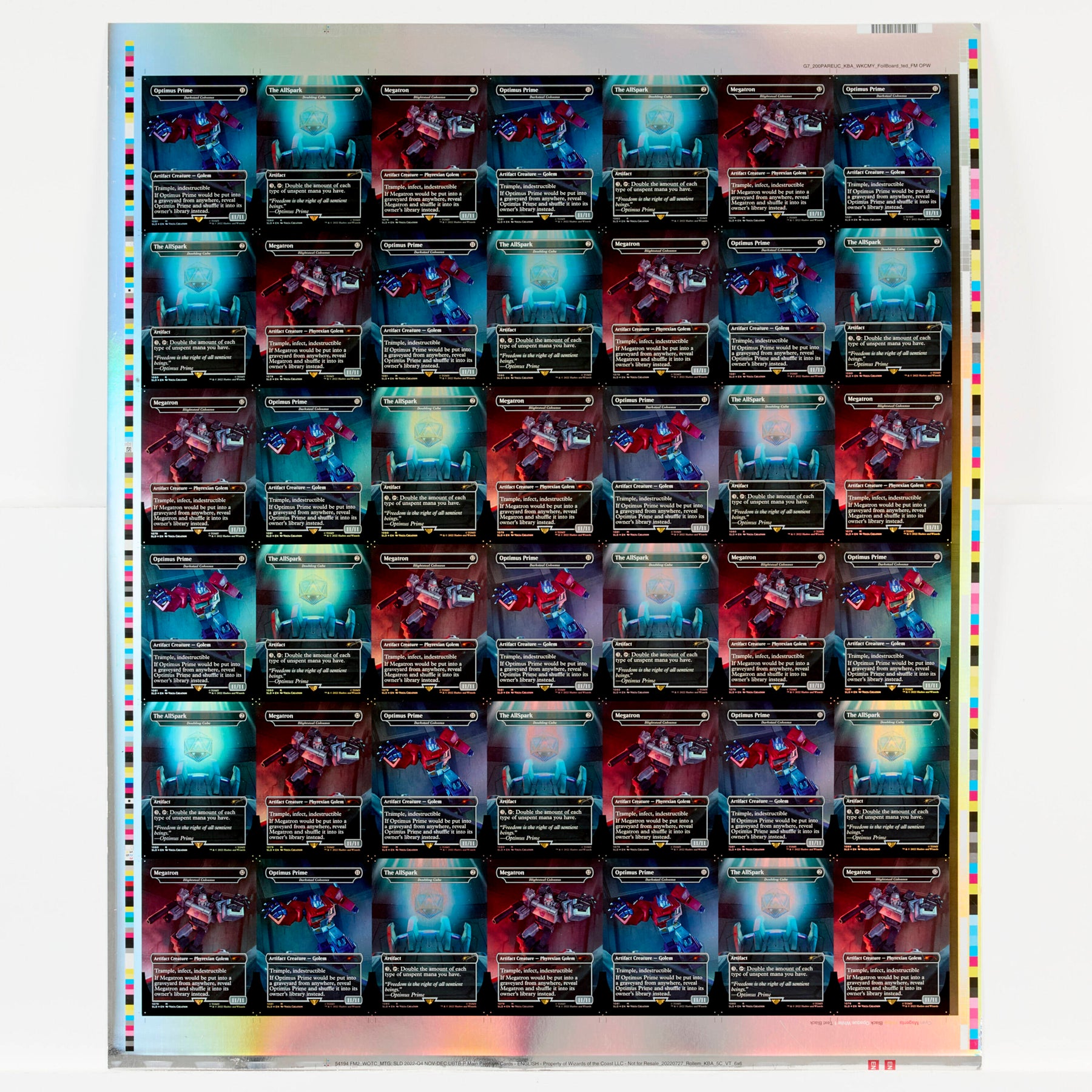 Magic the Gathering - Uncut Sheet: Secret Lair Drop: Transformers - Optimus Prime vs Megatron Borderless Mythic Rare (foil)